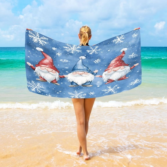 Ryvnso Three Gnomes Oversized Beach Towel Microfiber Bath Blankets Swimming Fitness 37" x 74"