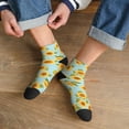 thumbnail image 3 of Fuzoiu White Polka Dot Sunflower A Print Adult Socks, Crew Moisture-wicking Socks, Unisex Cushion Crew Socks,Casual Sports Ankle Socks, 3 of 7