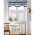 thumbnail image 3 of Turquoise and Tie Up Valances Curtain, Adjustable Kitchen Dark Blue Stripes Minimalist Modern Geometric Valances for Windows Decor, Rod Pocket Short Curtains Set for Bedroom/Bathroom, 42"x12", 3 of 8