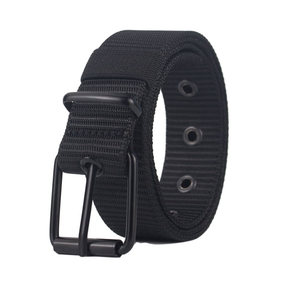 harmtty Men Retro Belt Easy to Wear Belt Men's Retro Style Waist Belt Adjustable Size Stretchable Comfortable Nylon Belt with Needle Buckle Students Jeans Black