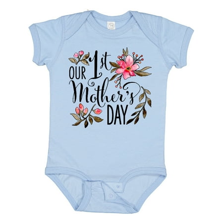 

Inktastic Our First Mother s Day- Pink Flowers Gift Baby Boy or Baby Girl Bodysuit