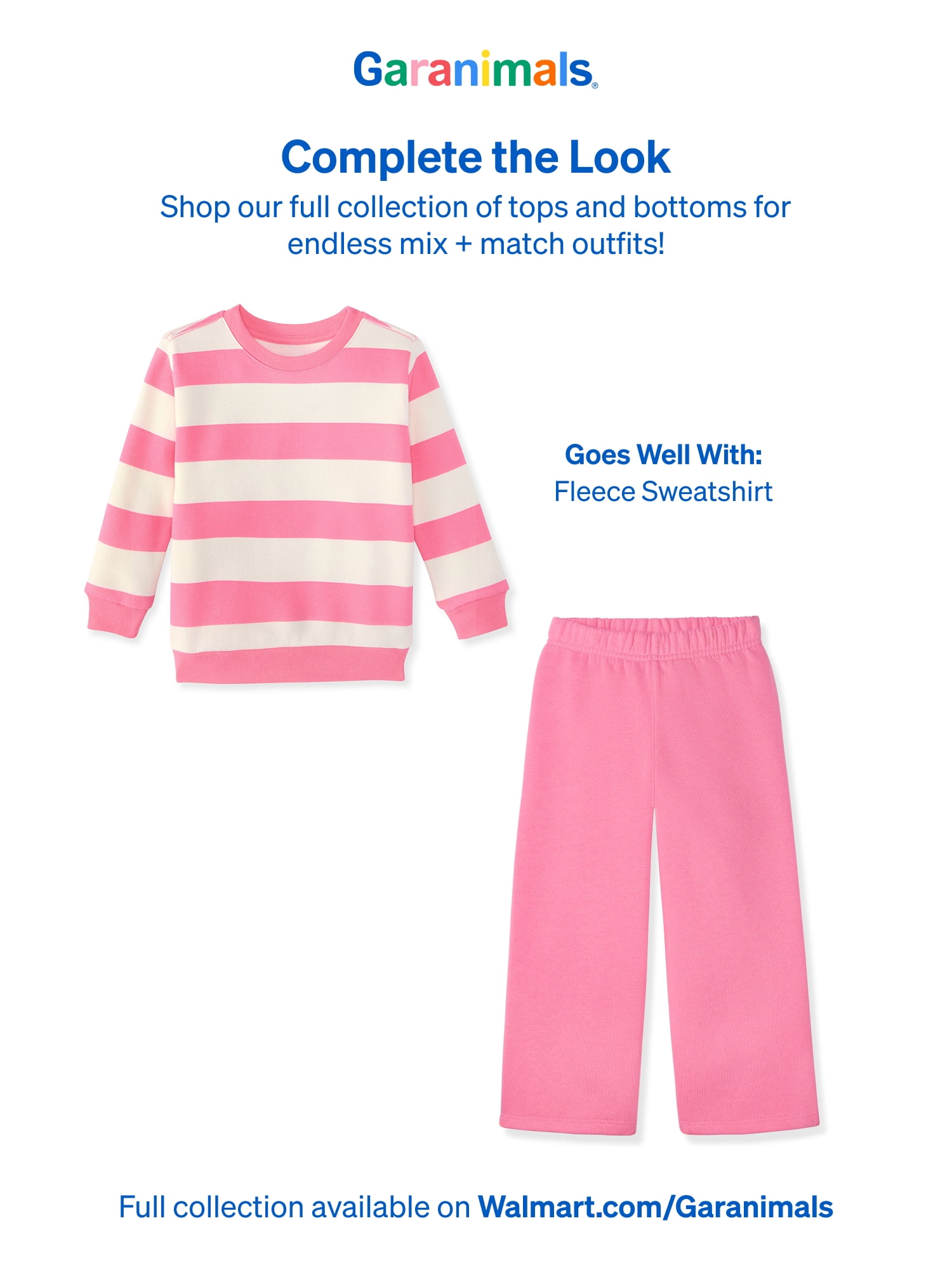 Garanimals Baby & Toddler Girls Fleece Sweatpants, Wide Leg, Sizes 0-6T