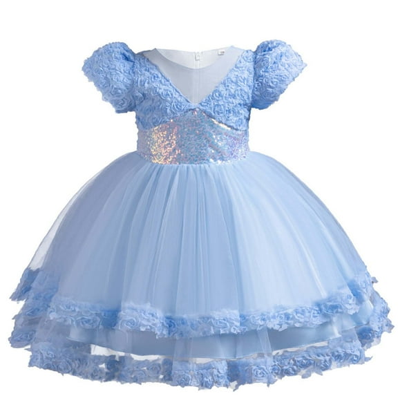 QQAMB Dresses for Toddler Girls Sequin Princess Dress Baby Girl Formal Birthday Party Gown Dresses