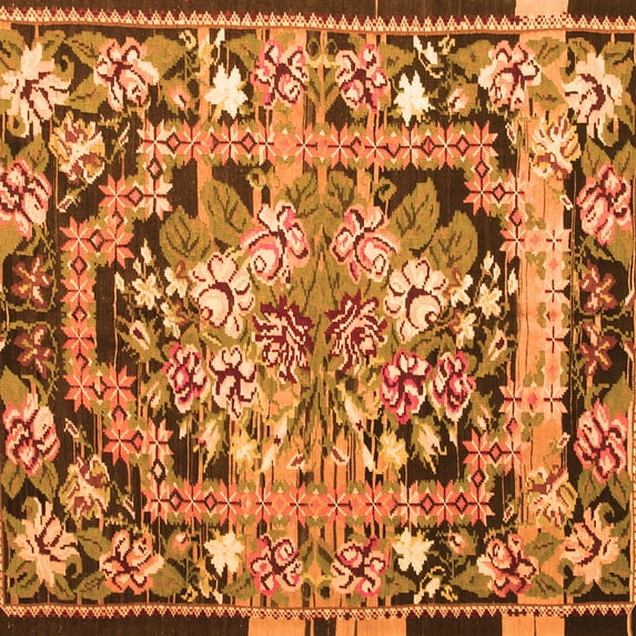 Ahgly Company Indoor Square Medallion Orange French Area Rugs, 6' Square