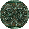 thumbnail image 1 of Ahgly Company Indoor Round Persian Turquoise Blue Traditional Area Rugs, 5' Round, 1 of 4