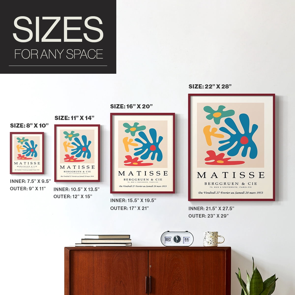 Matisse CCCXXIII in Red Solid Wood 8 x 10 Framed Print