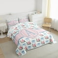 thumbnail image 3 of jejeloiu Letter A Monogrammed Bedding Comforter Set,Cartoon Bow Tie Twin Comforter Sets,Pink Cute Flowers Bedding Set For Girls,Microfiber Room Decorative Reversible,2-Piece, 3 of 8