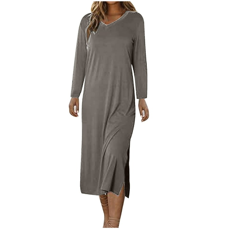 navy blue dress for baby girl Winter Deals！Womens Dresses,Women's Long Sleeved Solid Color Button Up  Collar with Drawstring on Both Sides Shirt Dress Khaki M main image 1