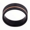 thumbnail image 3 of Black Zirconium Men’s Wedding Band | 14k Rose Gold Inlay | Machine Finish | 6mm 7mm or 8mm Comfort Fit Men's Engagement Ring | Lifetime Warranty, 3 of 4