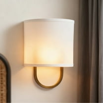 Modern Hand-Forged Iron Sconce with Linen Shade,Bedroom Wall Light Sconces,"Modern Bathroom Sconces