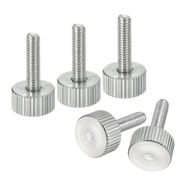 Unique Bargains Vis Moletées pour Pouce M4x16 mm, Lot de 5 Boulons Plats à Tête Moletée en Acier Inoxydable 304