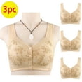 JGGSPWM 3 Pieces Pack Snap Front Bra Older Women, Women's Front Button