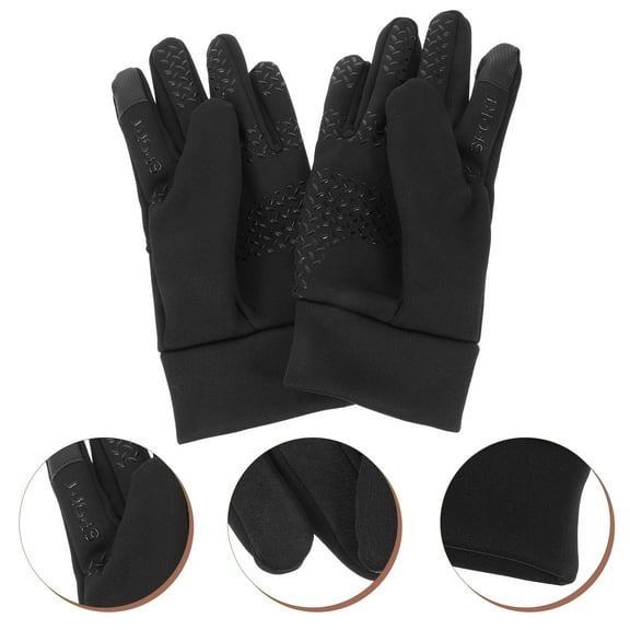 Beaupretty 1Pair Outdoor Mens Running Gloves with Anti Fall Grip and Touchscreen Fingers in Black