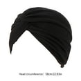 thumbnail image 2 of Linyer Muslim Turban Hijabs Caps Forehead Color Turbans Knot Hats Islamic Indian Bonnet Cotton Chemo Cancer Patients Headwear black, 2 of 4