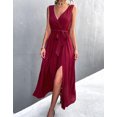 thumbnail image 3 of Summer Dresses For Women Solid Color Womens Dresses Side Split Midi Dress Alsol Lamesa, 3 of 6