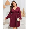 thumbnail image 5 of Yesfashion Women's Plus Size V-Neck Long Sleeve Dress with Pockets – Casual Flowy Maxi Dress for Everyday Wear, 5 of 9