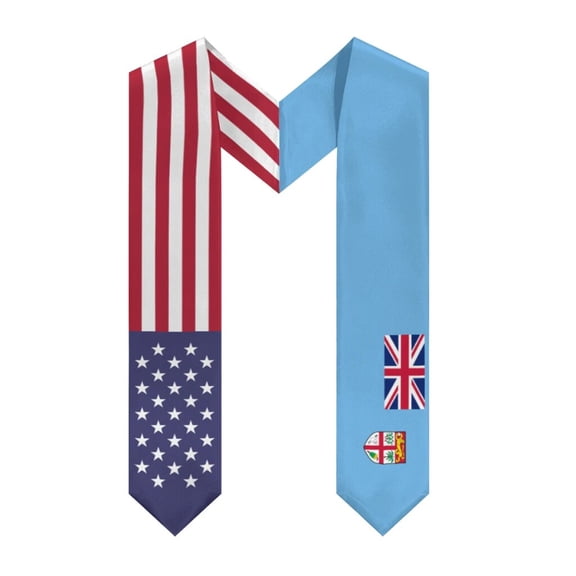 More design Graduation shawl Fiji & United States Flag Stole Sash Honor Study Aboard International Students