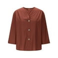 thumbnail image 5 of Yuanlook Women's Casual Tops,Crewneck 3/4 Sleeve T-Shirts Loose Fit Cute Basic Tops Tees Blouses - Brown - XXXXXL, 5 of 8
