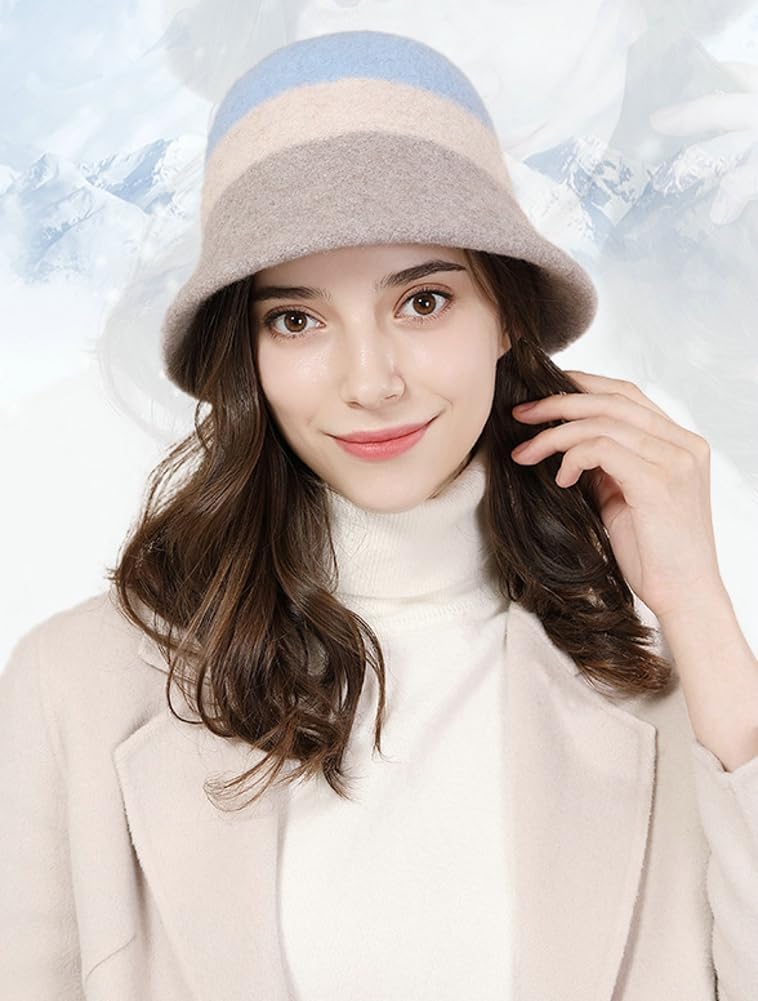 CoCoMangos Classic Bucket Hat for Women Warm Skull Cap Vintage Winter Hats for Women Fisherman Hat Beanies Cap Bonnet for Party Outdoor