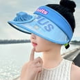 thumbnail image 3 of JTSRKL Kids Sun Visor Hat with Built-in USB Charging Fan Boys Girls UPF 50+ Sun Protection Hat Cute Cartoon Pattern Adjustable Wide Brim Visors Fan Caps for 3-16Y L-Sky Blue, 3 of 5