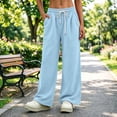 thumbnail image 5 of HomeDM Wide Leg Sweatpants with Pockets Drawstring Elastic Waist Lounge Sky Blue Athletic Pants for Workout Running Size XL, 5 of 6