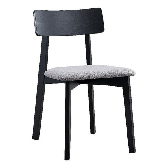 ACME Real Wood and Fabric Upholstered Side Chair in Gray and Black (Set of 2)
