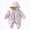O117-Purple, variant on 12-18 Months Newborn Baby Girl Winter Snowsuit Lace Hooded Padded Romper Warm Fleece Lined Zipper Jumpsuit Infant Cold Weather Outfit