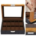 thumbnail image 3 of 10 Slot Unisex Watch Box Wooden Display Case Organizer Glass Jewelry Storage Box, 3 of 12