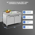thumbnail image 2 of 48Inch Refrigerator Sandwich/Salad Prep Table Refrigerator,7.42 cu. ft W 1 Door Commercial Stainless Steel Counter Food Prep Station Cooler Refrigerator for Restaurant Bar, 2 of 7