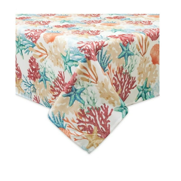 Outdoor Tablecloth with Hole and Zipper for Umbrella Table Coral Oasis