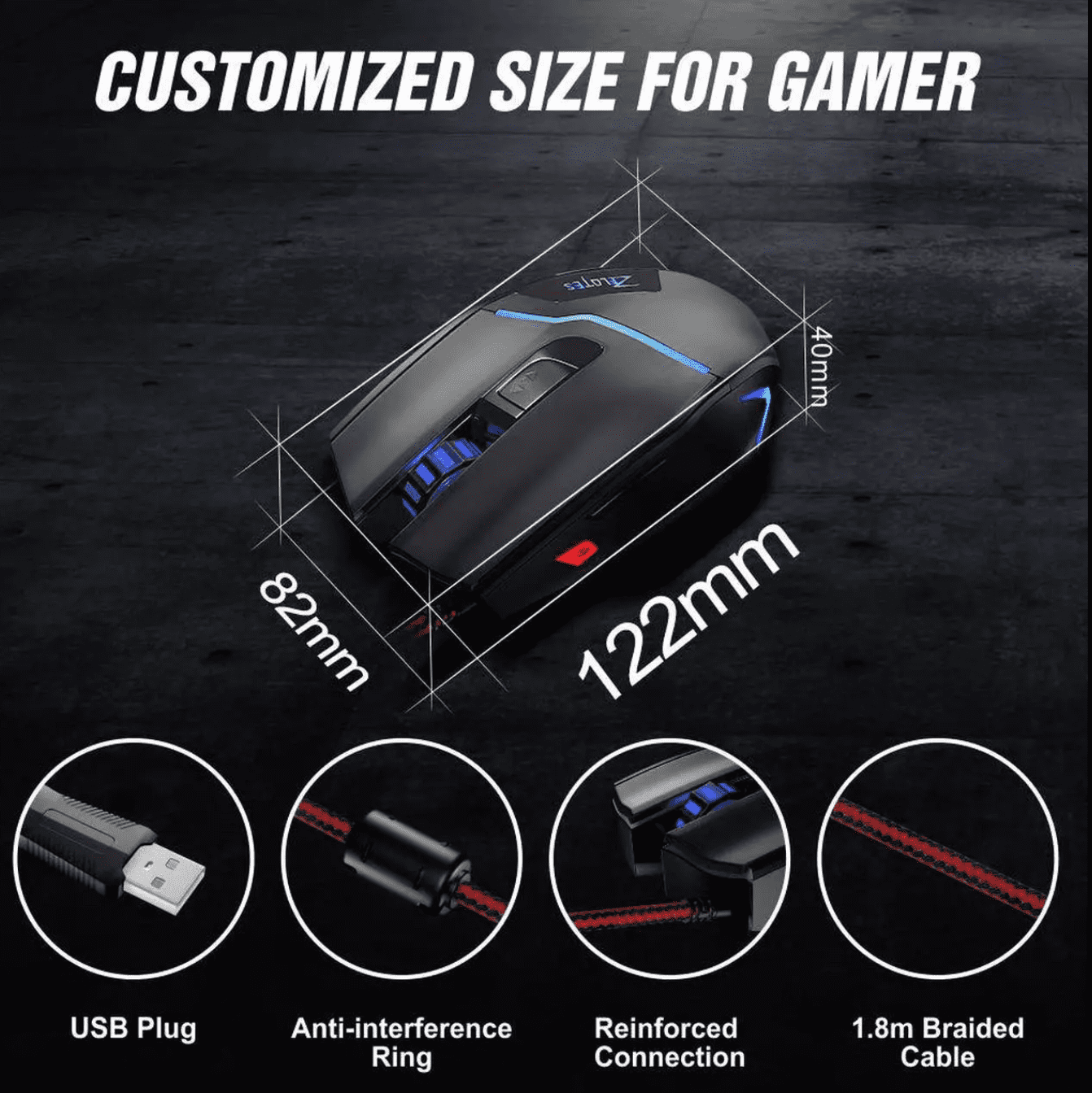 VersionTECH. T10 Gaming Mouse Wired, 7200 DPI Adjustable, 7 Programmed Buttons, 7 Circular & Breathing LED Light, Ergonomic Optical PC Computer Gaming Mice with Fire Button for FPS Games, Office