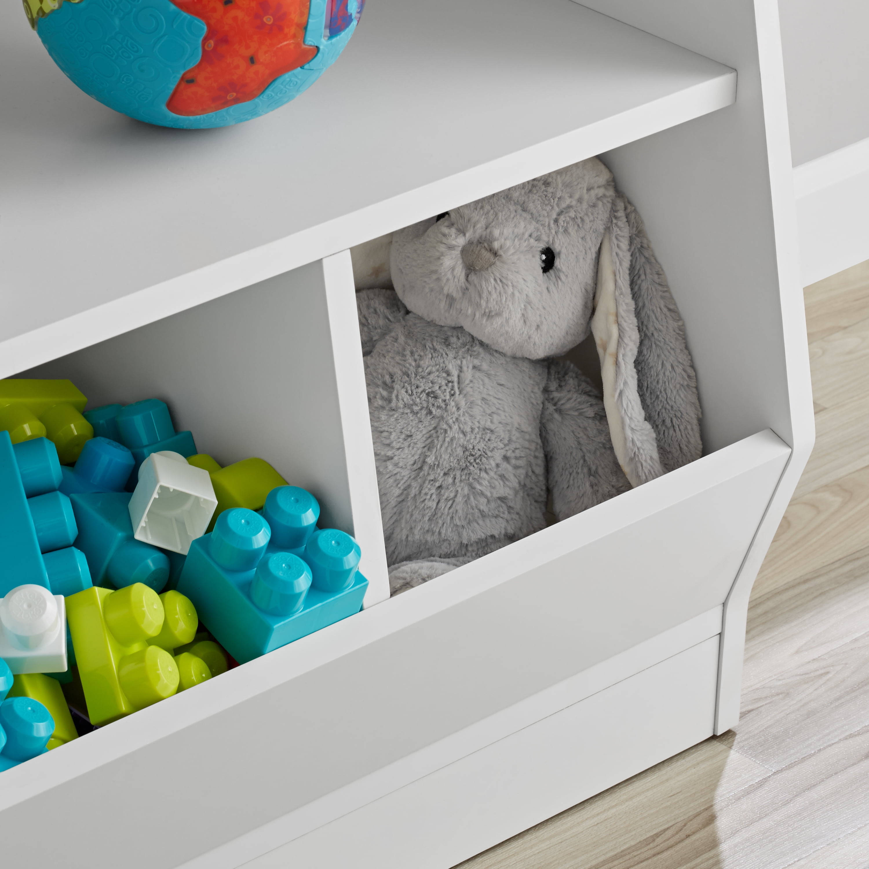 Your Zone Kids Bin Storage and Two Shelf Bookcase, White  (图3)