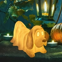 Light Up Halloween Ghost Dog Decorations Draped Pet Figurines Cute Glowing Resin Ghost Dog Statues for Indoor Home Decor Nightlight Party Display and Shelf Decor