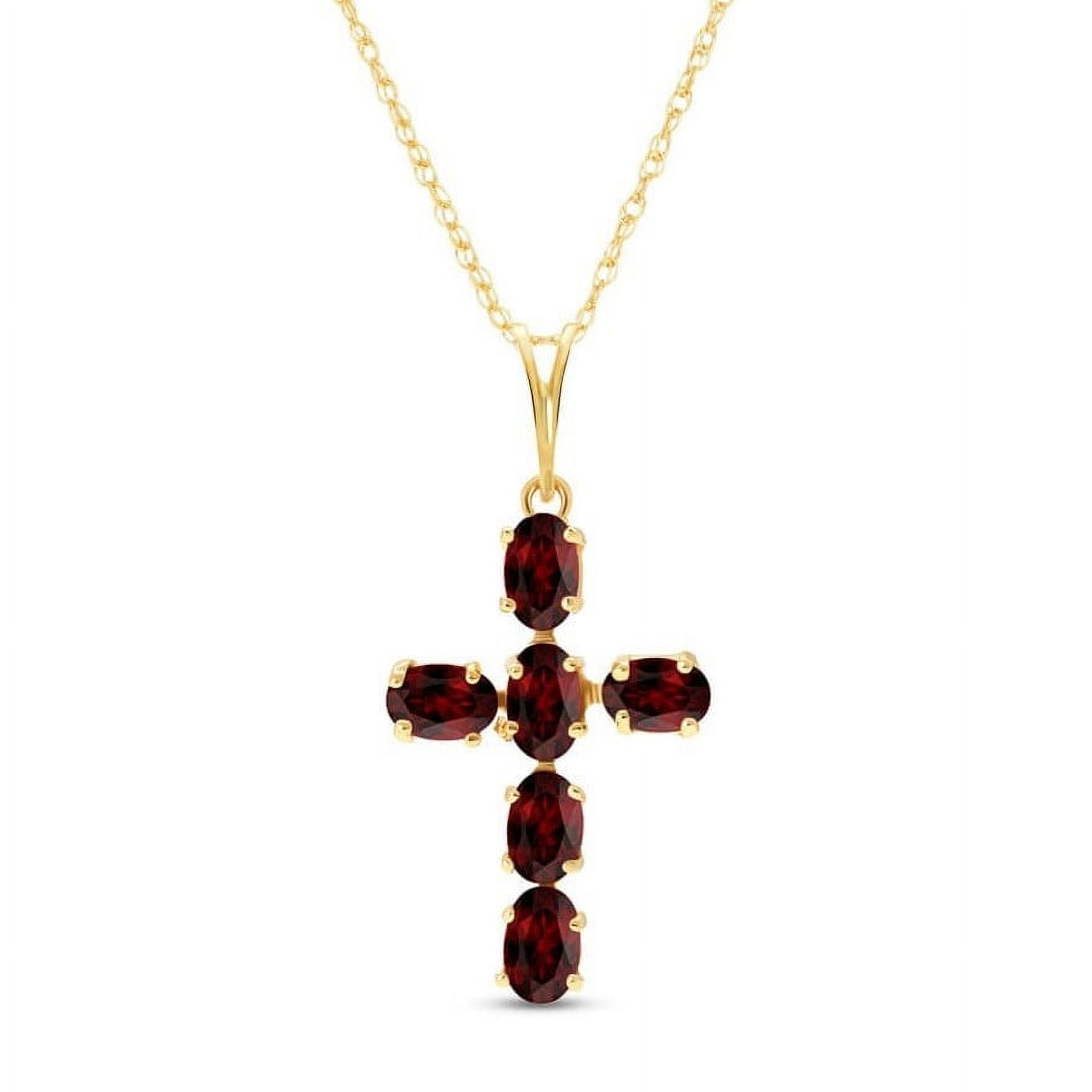 Galaxy Gold 14K Yellow Gold Garnet Cross Pendant Necklace - January Birthstone - Passion & Protection - 16" to 24" - Fine Jewelry for Women