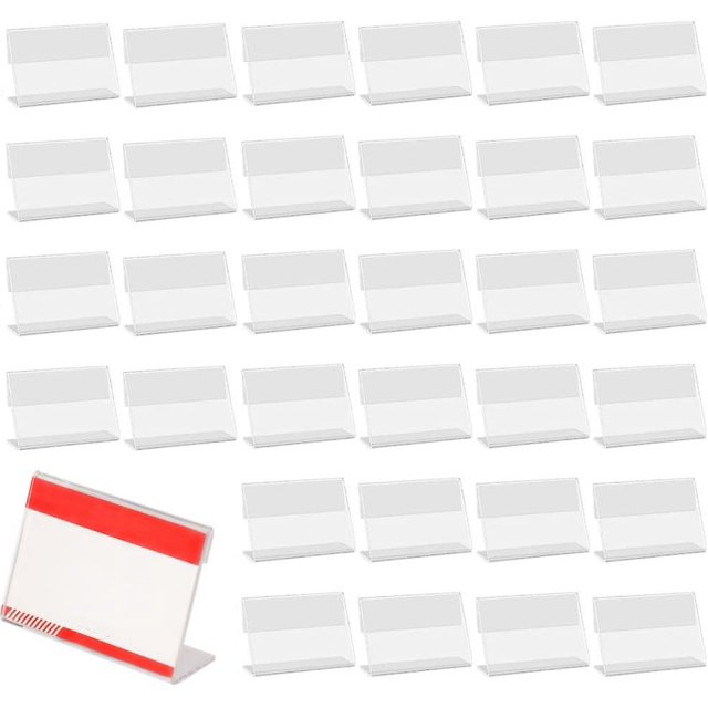 40 piezas de portaetiquetas transparentes, etiquetas de precio de acrílico transparente, mini S