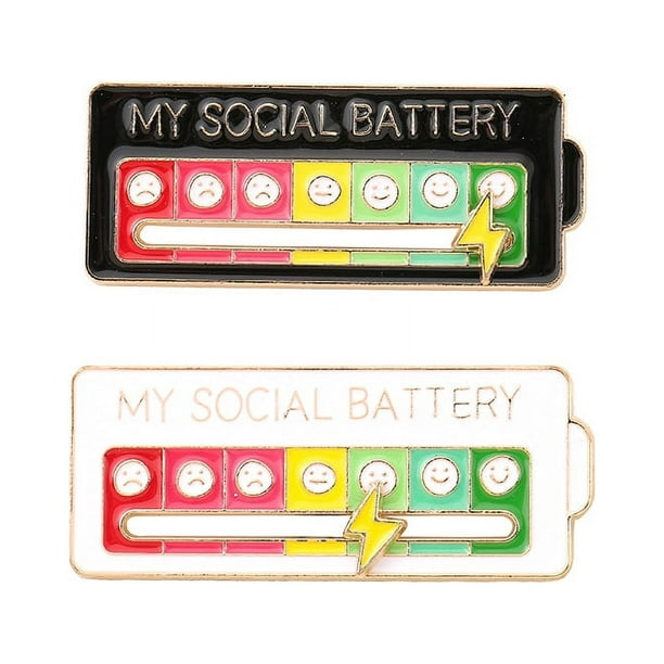 Social Battery Pin - My Social Battery Creative Lapel Pin, Fun Emotional  Pin 7 Days A Week 