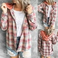 thumbnail image 1 of Womens Cardigans Women's Long Sleeve Plaid Hooded Drawstring Single Breasted Cardigan Tops on Clearance, 1 of 9