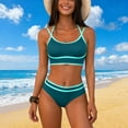 thumbnail image 2 of Busydd Bathing Suits for Women Trendy Solid Color High Waisted 2 Piece Swimsuit for Women Round Neck Sleeveless Top and Brief Women Beach Fashion XL, 2 of 7