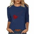thumbnail image 2 of TaTaai Fashion Women's Round Neck 3/4 Sleeve Top, Heart Printed Loose Blouse, Soft Lightweight Fabric for Daily Home Casual Occasions Gift, 2 of 4