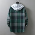 thumbnail image 3 of RongHuan Big and Tall Plaid Shirts Jacket for Men Fleece Lined Flannel Shirts with Hood Loose Fit Sherpa Jackets Long Sleeve Button Down Outwear, 3 of 5