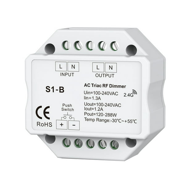 AC 110V - 220V S1-B Led Triac RF Dimmer 2.4GHz Wireless 120W-288W Dimmer LED Switch Controller - Walmart.com