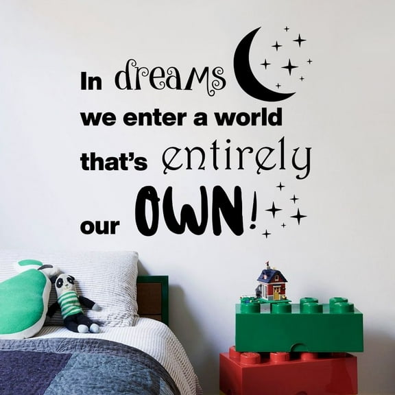 In Dreams We Enter A World Baby Children Family Quote Quotes Wall Sticker Art Decal for Girls Boys Room Bedroom Nursery Kindergarten Fun Home Decor Stickers Wall Art Vinyl Decoration Size (40x40 inch)