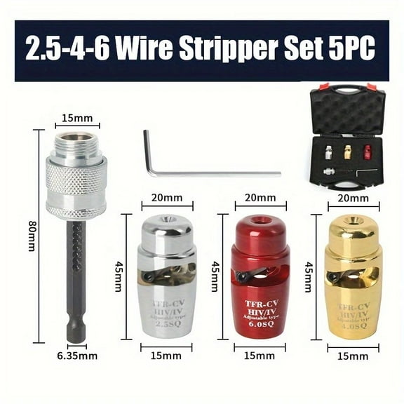 DEXIMRO Wire Stripper Twister Tool for Drill, 2025 Upgraded Wire Stripping Tool & Wire Twisting Connector for Cutters 6-14 AWG, 4 In 1 Professional Electrician Wire Nut Twister Stripping(5PCS)