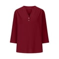 thumbnail image 4 of Ladies Tops and Blouses Cotton Linen Shirts Button Down Tops Short Sleeve Casual Blouses Oversized Tshirts 2025 on Sale, 4 of 5