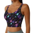 thumbnail image 2 of Goofa Colorful Guitar Printed Sports Bras for Women, High Impact Running Bra Workout Crop Tank Tops Longline Sports Bra Push up-XX-Large, 2 of 9