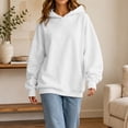 thumbnail image 6 of Women Oversized Hoodie Long Sleeve Drop Shoulder Pullover Solid Color Loose Fit Casual Hooded Sweatshirt, 6 of 9