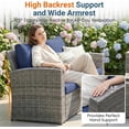 thumbnail image 3 of 4 Pieces Patio Conversation Set, Outdoor Furniture Set with Cushion, Outside Sectional Rattan Wicker Sofa for Garden, Porch, Backyard, Blue, 3 of 7