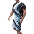 thumbnail image 1 of Mens Pantalones Casuales Cuello Redondo Impresión de Manga Corta Blusa Y Pantalones Cortos Traje, Pantalones de Traje para Hombres, 1 of 7