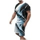 thumbnail image 1 of Mens Pantalones Casuales Cuello Redondo Impresión de Manga Corta Blusa Y Pantalones Cortos Traje, Pantalones de Traje para Hombres, 1 of 7