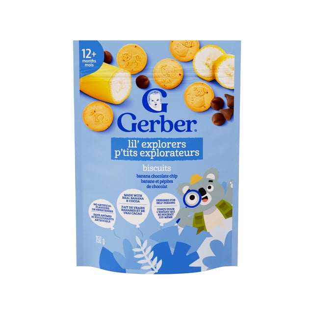 GERBER Lil' Explorers Banana Chocolate Chip Biscuits, 1 Yr & Up, Made With Real Fruit